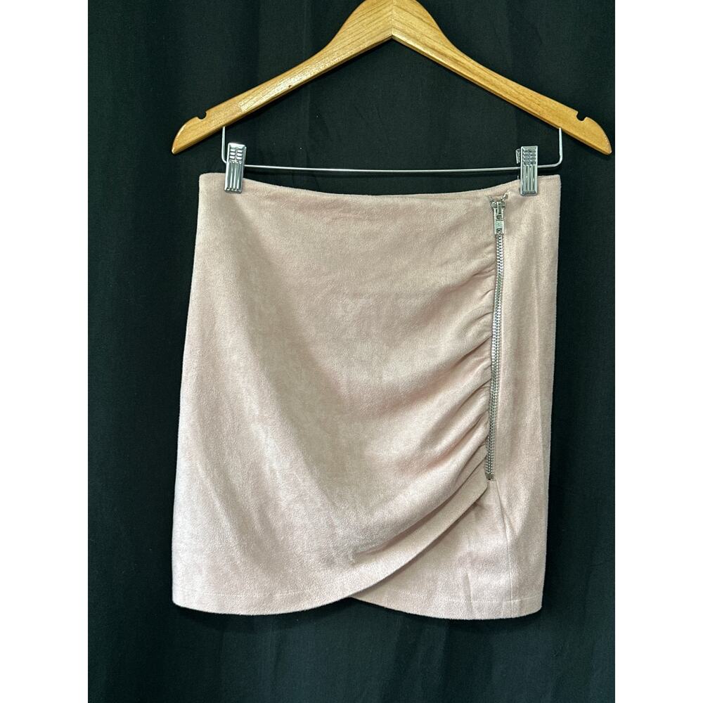Soprano Faux Suede Ruched Short Skirt L Petal Pink City Street Style Soft Girl